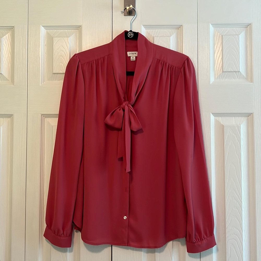 J.Crew Factory blouse with bow dusty rose medium